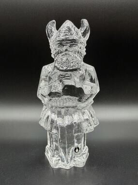 Pukeberg Swedish Art Glass Viking Figurine 6" Paperweight w Sword Made in Sweden